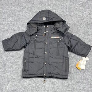 Akademiks Kids Vintage Black Puffer Hooded Jacket Down Filled Boys Girls Size 4‎